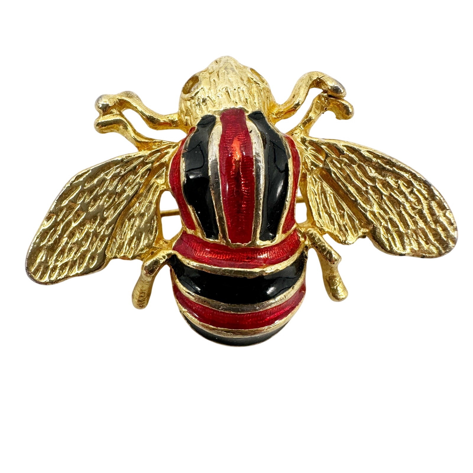 Vintage Red Black Gold Fly Insect Brooch Jewelry Pin 20$